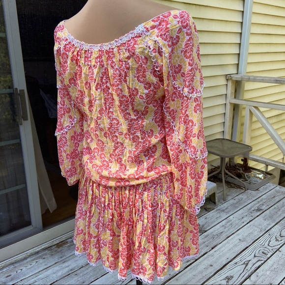 Poupette St. Barth Pink & Yellow Floral Mini Dress Tunic Cover-up Size S - Picture 15 of 15